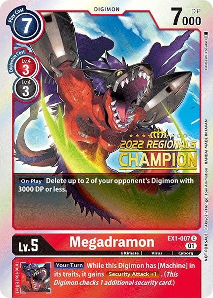 Megadramon [EX1-007] (2022 Championship Online Regional) (Online Champion) [Classic Collection Promos] | Enigma On Main