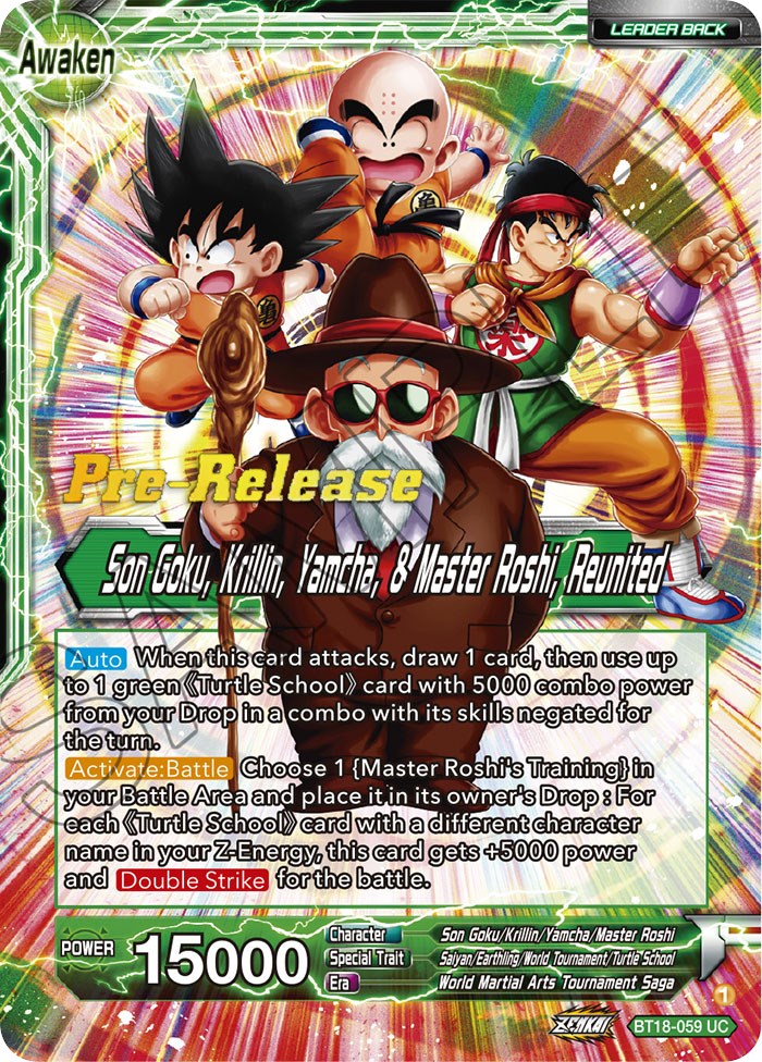 Master Roshi // Son Goku, Krillin, Yamcha, & Master Roshi, Reunited (BT18-059) [Dawn of the Z-Legends Prerelease Promos] | Enigma On Main