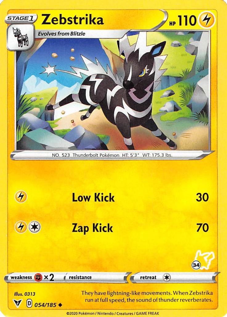 Zebstrika (054/185) (Pikachu Stamp #34) [Battle Academy 2022] | Enigma On Main