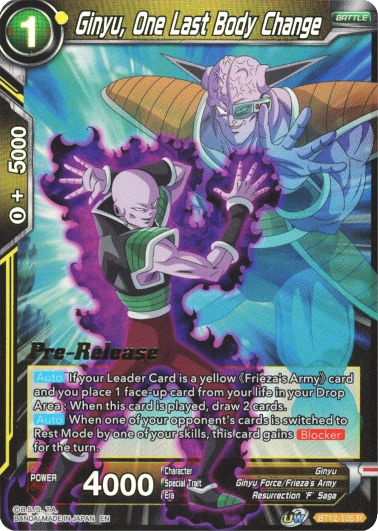 Ginyu, One Last Body Change (BT12-105) [Vicious Rejuvenation Prerelease Promos] | Enigma On Main