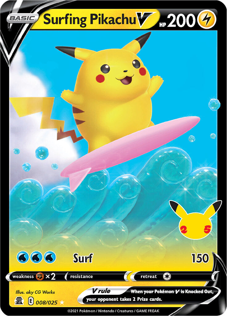 Surfing Pikachu V (008/025) [Celebrations: 25th Anniversary] | Enigma On Main