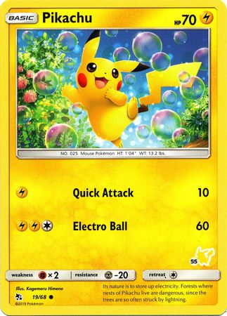 Pikachu (19/68) (Pikachu Stamp #55) [Battle Academy 2020] | Enigma On Main