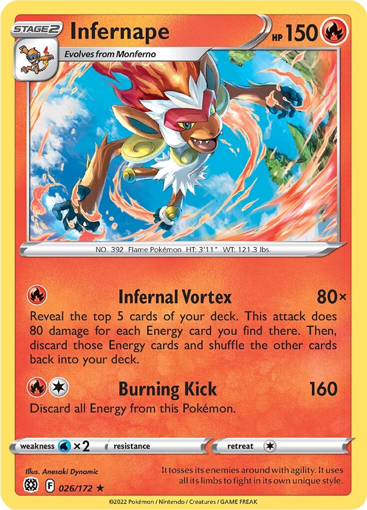 Infernape (026/172) (Theme Deck Exclusive) [Sword & Shield: Brilliant Stars] | Enigma On Main