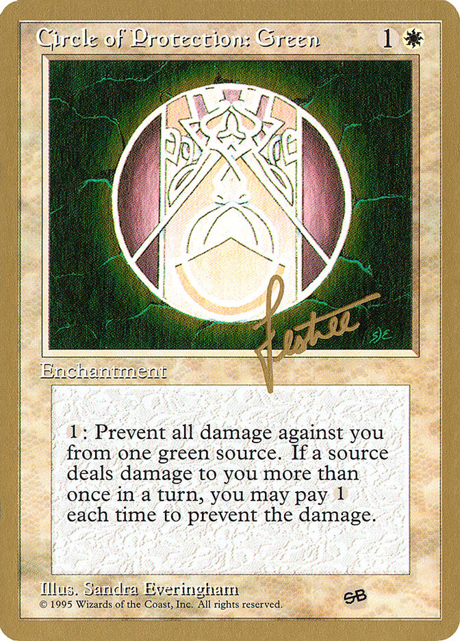 Circle of Protection: Green (Bertrand Lestree) (SB) (4ED) [Pro Tour Collector Set] | Enigma On Main