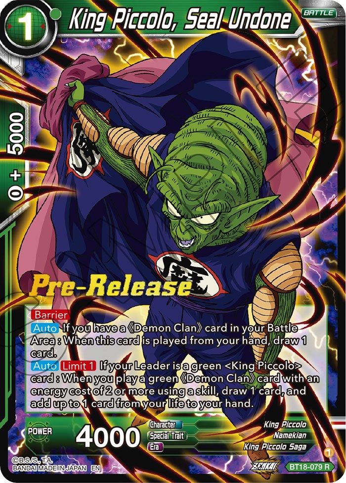 King Piccolo, Seal Undone (BT18-079) [Dawn of the Z-Legends Prerelease Promos] | Enigma On Main