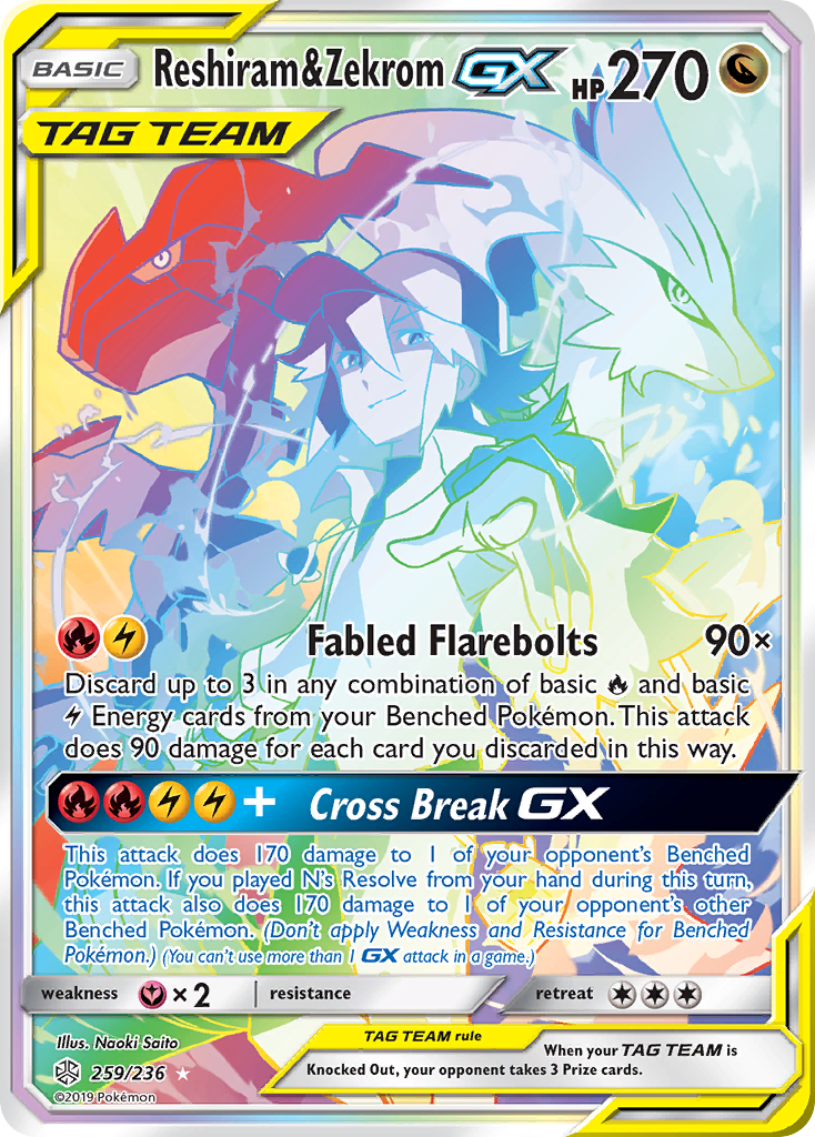 Reshiram & Zekrom GX (259/236) [Sun & Moon: Cosmic Eclipse] | Enigma On Main