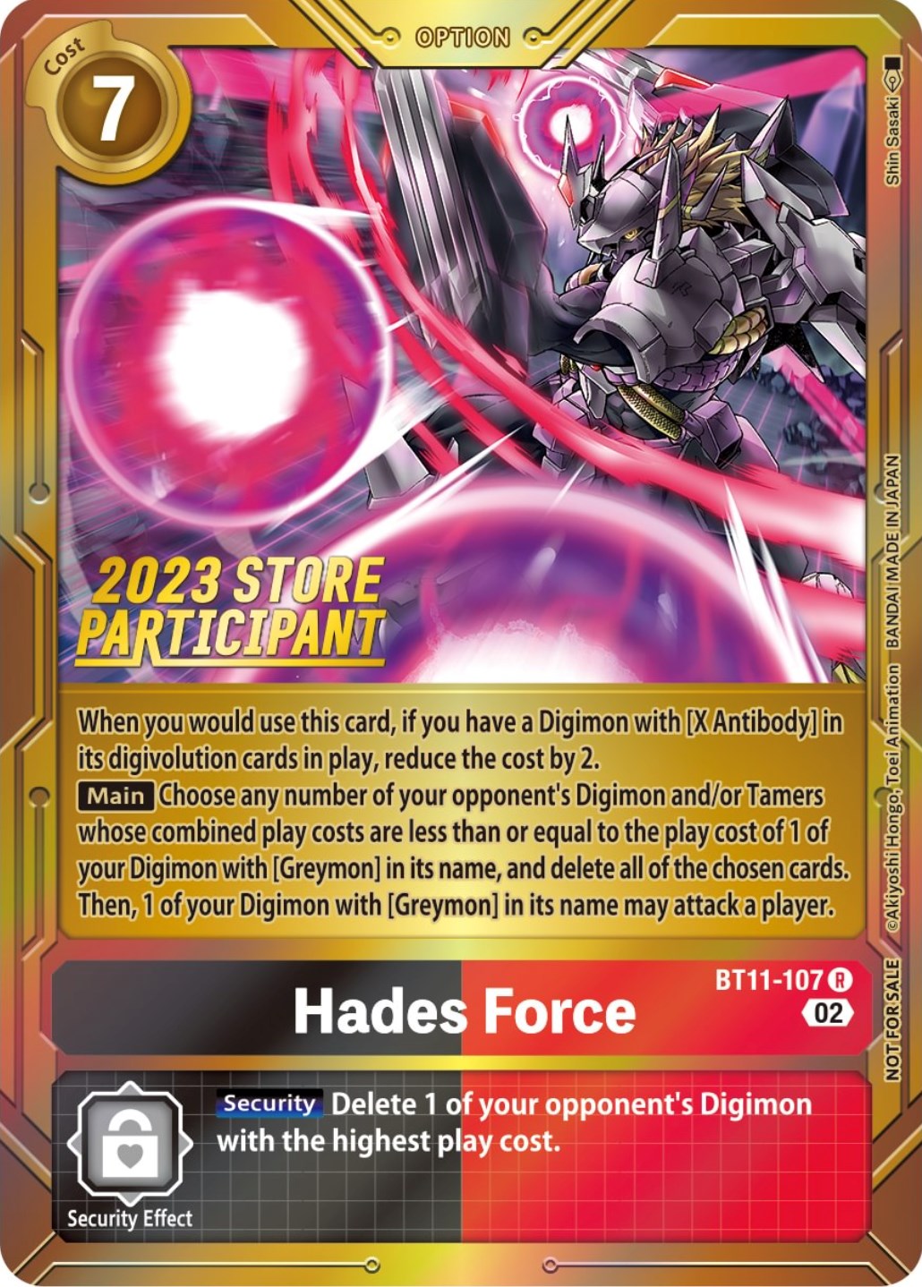 Hades Force [BT11-107] (2023 Store Participant) [Dimensional Phase Promos] | Enigma On Main