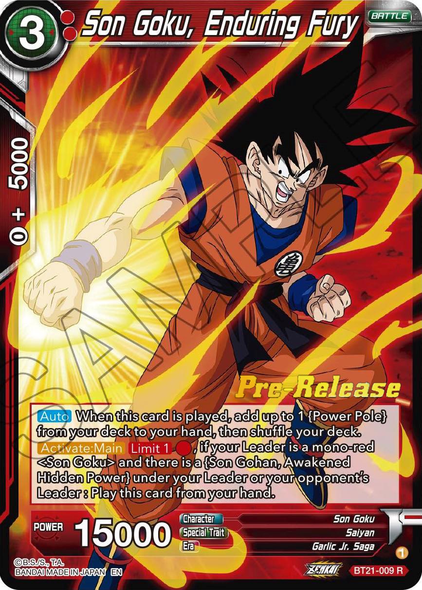 Son Goku, Enduring Fury (BT21-009) [Wild Resurgence Pre-Release Cards] | Enigma On Main