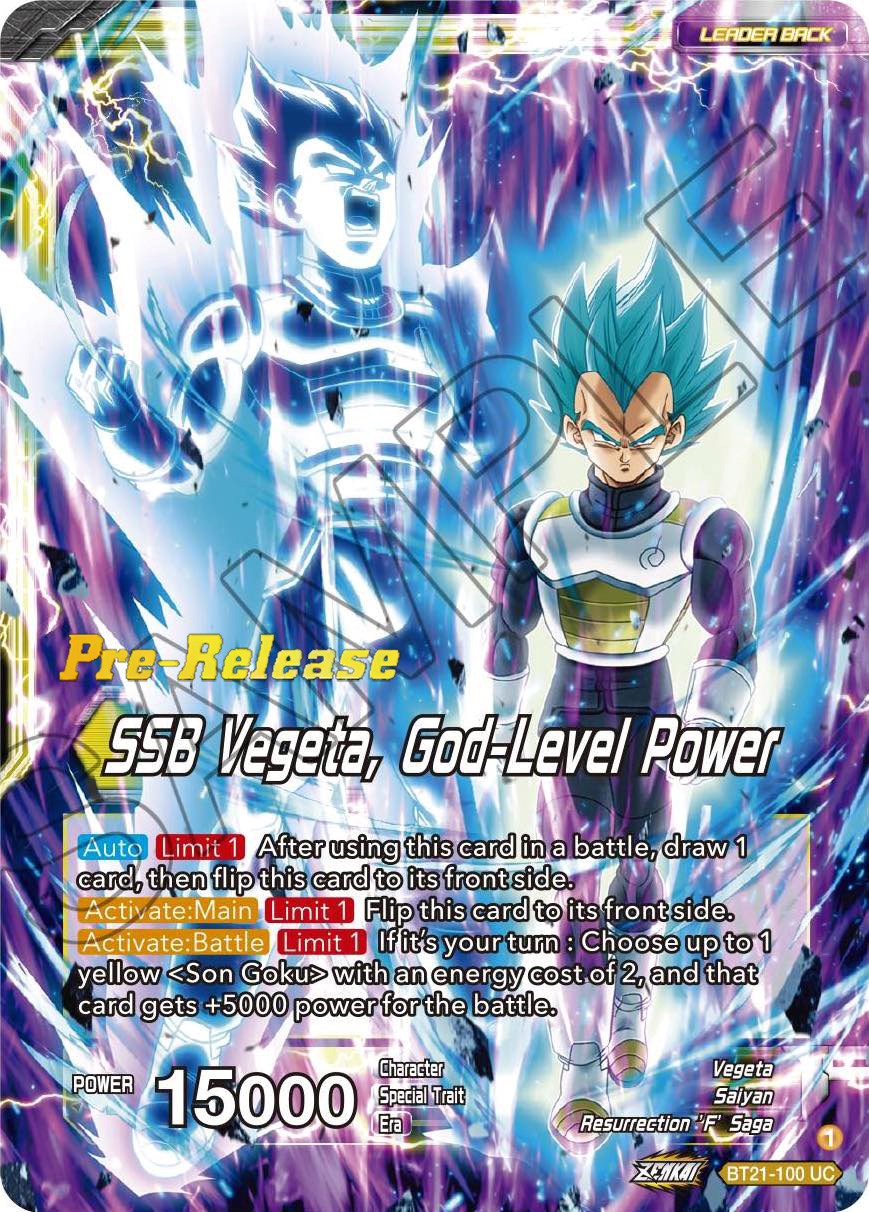 SSB Son Goku // SSB Vegeta, God-Level Power (BT21-100) [Wild Resurgence Pre-Release Cards] | Enigma On Main