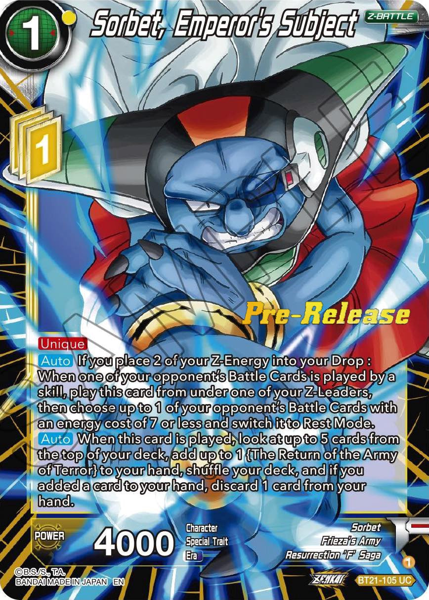 Sorbet, Emperor's Subject (BT21-105) [Wild Resurgence Pre-Release Cards] | Enigma On Main