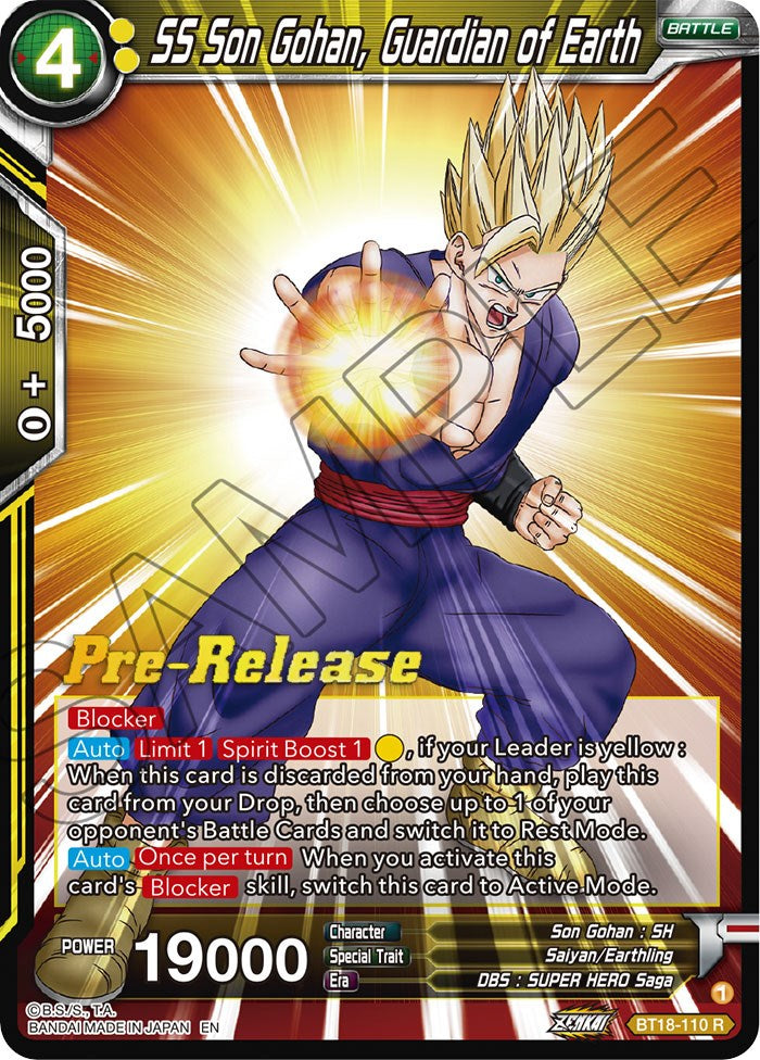 SS Son Gohan, Guardian of Earth (BT18-110) [Dawn of the Z-Legends Prerelease Promos] | Enigma On Main