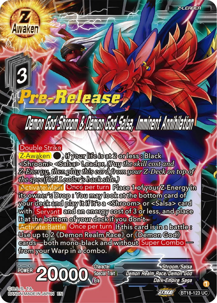 Demon God Shroom & Demon God Salsa, Imminent Annihilation (BT18-123) [Dawn of the Z-Legends Prerelease Promos] | Enigma On Main