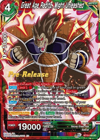 Great Ape Raditz, Might Unleashed (BT15-145) [Saiyan Showdown Prerelease Promos] | Enigma On Main