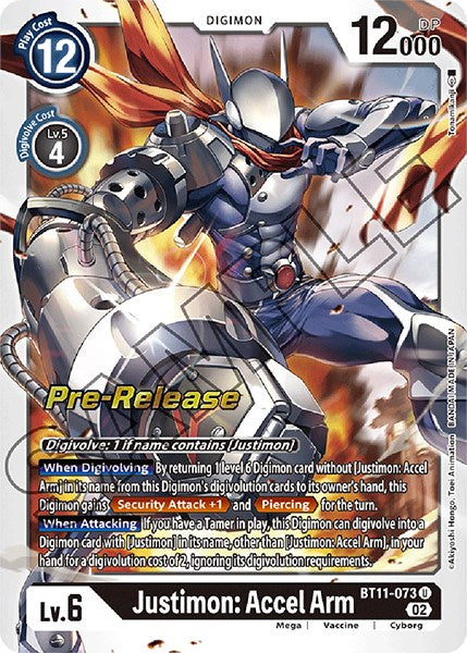 Justimon: Accel Arm [BT11-073] [Dimensional Phase Pre-Release Promos] | Enigma On Main