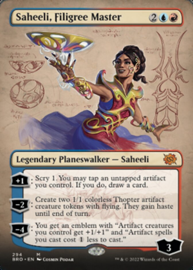 Saheeli, Filigree Master (Borderless Alternate Art) [The Brothers' War] | Enigma On Main