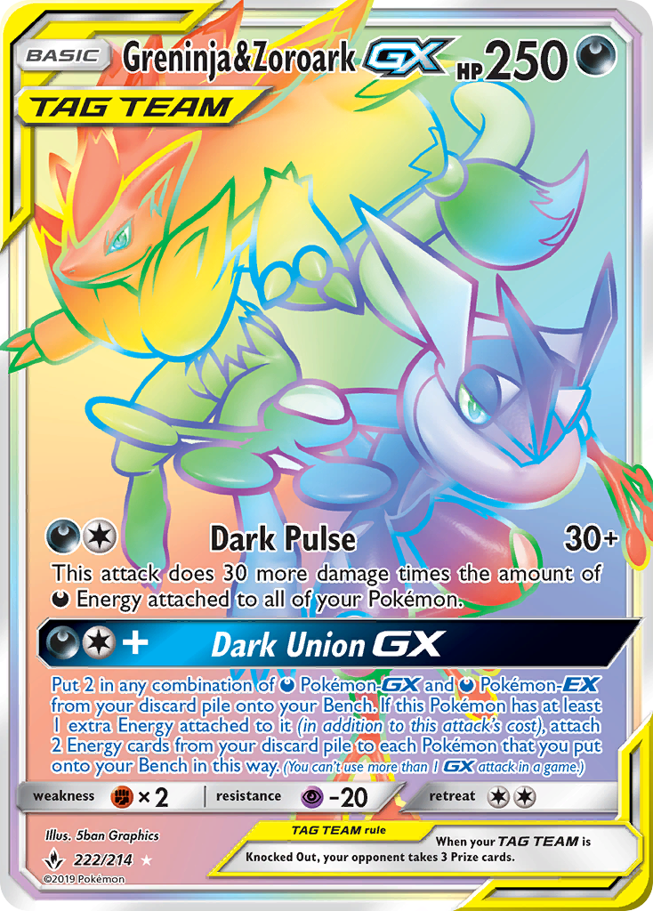 Greninja & Zoroark GX (222/214) [Sun & Moon: Unbroken Bonds] | Enigma On Main