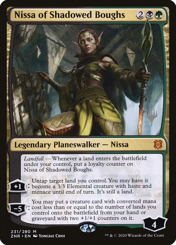 Nissa of Shadowed Boughs (Promo Pack) [Zendikar Rising Promos] | Enigma On Main