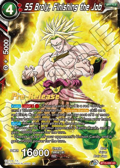 SS Broly, Finishing the Job (BT15-020) [Saiyan Showdown Prerelease Promos] | Enigma On Main