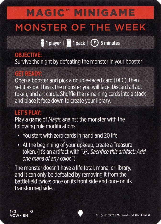 Monster of The Week (Magic Minigame) [Innistrad: Crimson Vow Minigame] | Enigma On Main