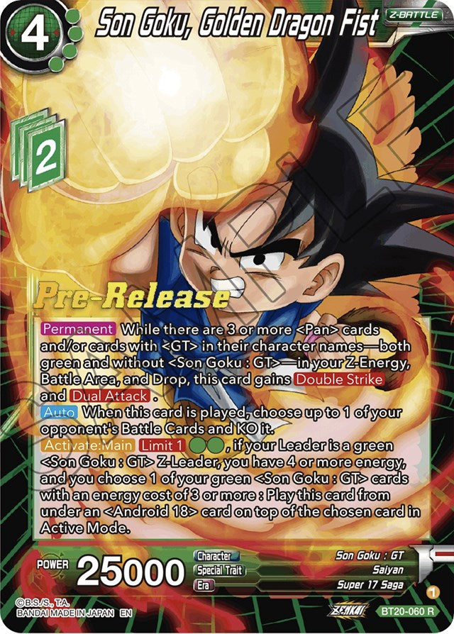 Son Goku, Golden Dragon Fist (BT20-060) [Power Absorbed Prerelease Promos] | Enigma On Main