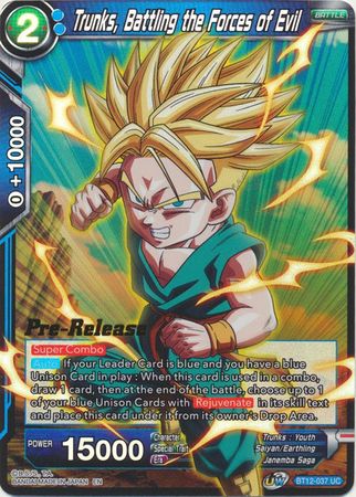 Trunks, Battling the Forces of Evil (BT12-037) [Vicious Rejuvenation Prerelease Promos] | Enigma On Main