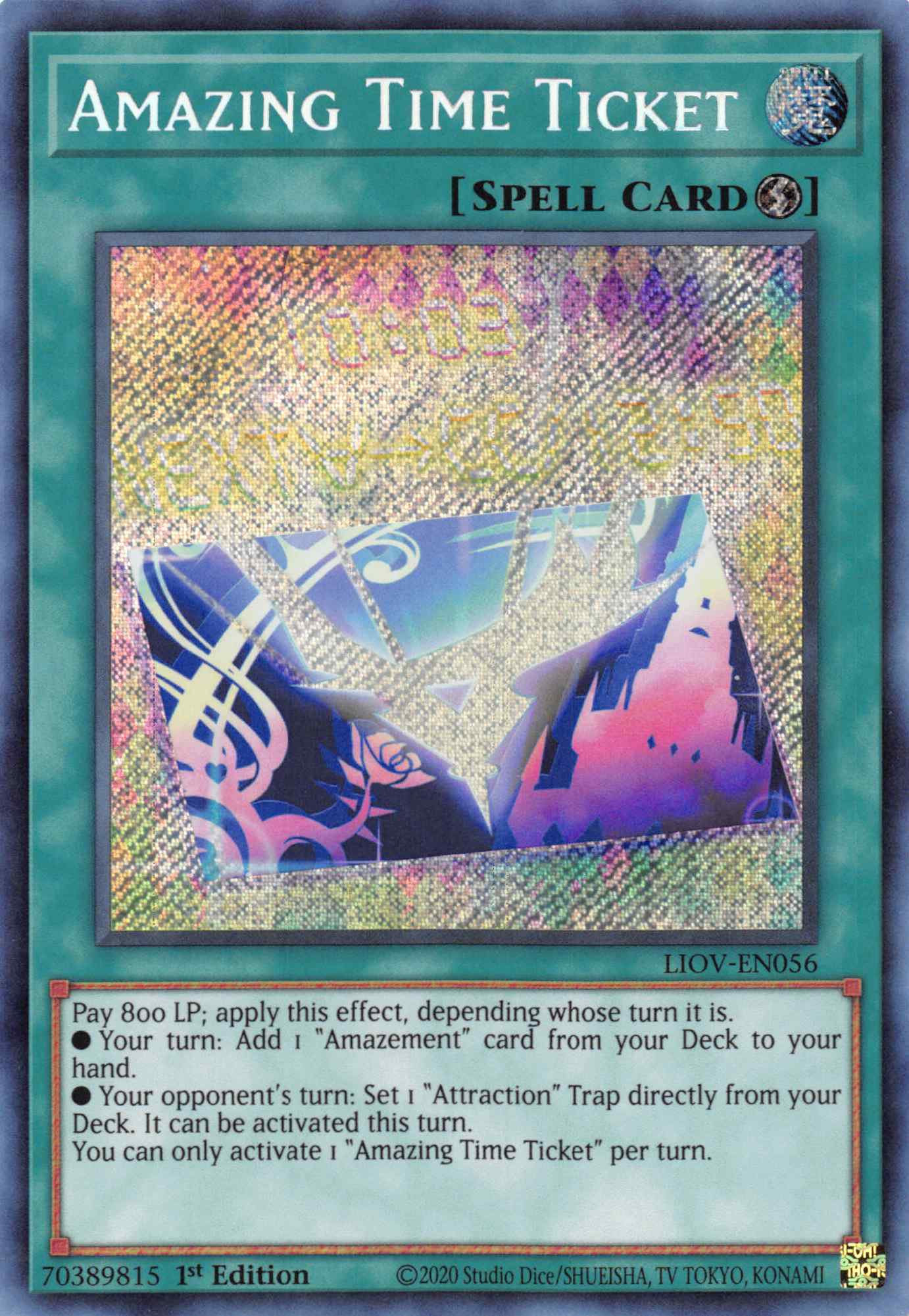 Amazing Time Ticket [LIOV-EN056] Secret Rare | Enigma On Main