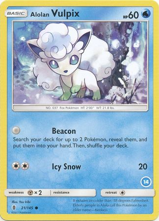 Alolan Vulpix (21/145) (Deck Exclusive #14) [Sun & Moon: Trainer Kit - Alolan Ninetales] | Enigma On Main