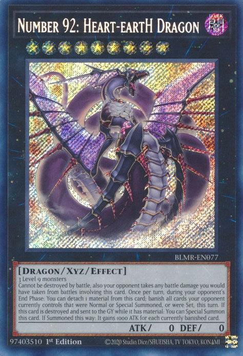 Number 92: Heart-eartH Dragon [BLMR-EN077] Secret Rare | Enigma On Main