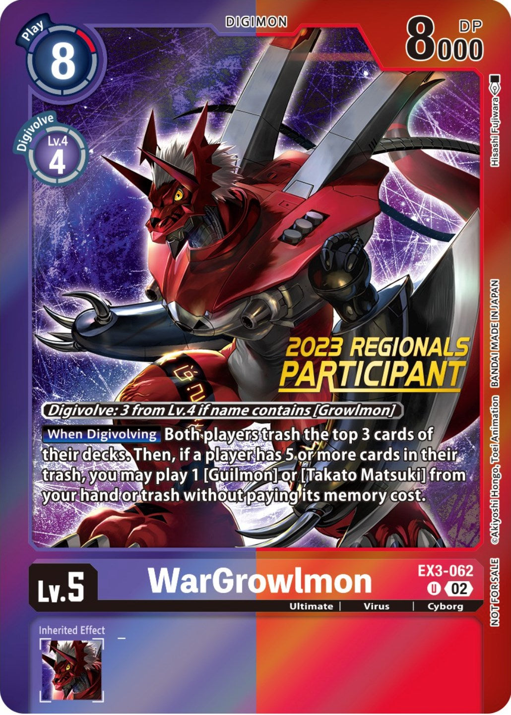 WarGrowlmon [EX3-062] (2023 Regionals Participant) [Draconic Roar Promos] | Enigma On Main