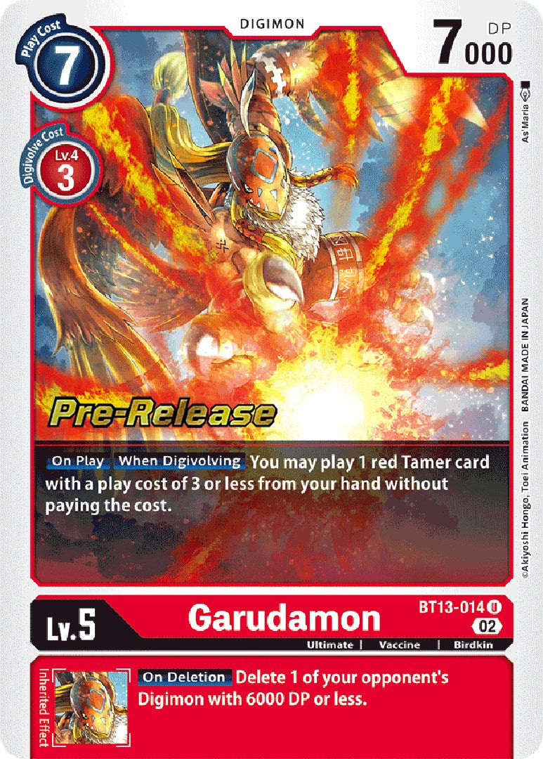 Garudamon [BT13-014] [Versus Royal Knight Booster Pre-Release Cards] | Enigma On Main