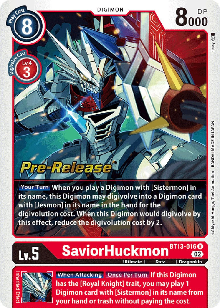 SaviorHuckmon [BT13-016] [Versus Royal Knight Booster Pre-Release Cards] | Enigma On Main