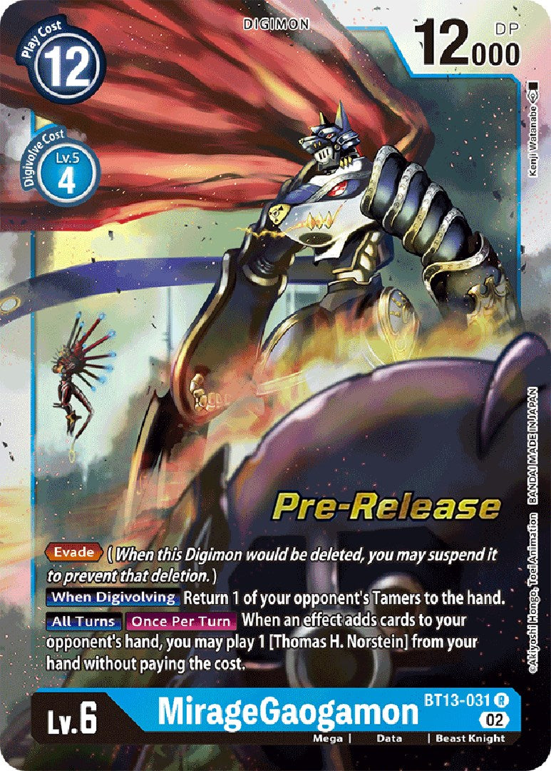 MirageGaogamon [BT13-031] [Versus Royal Knight Booster Pre-Release Cards] | Enigma On Main