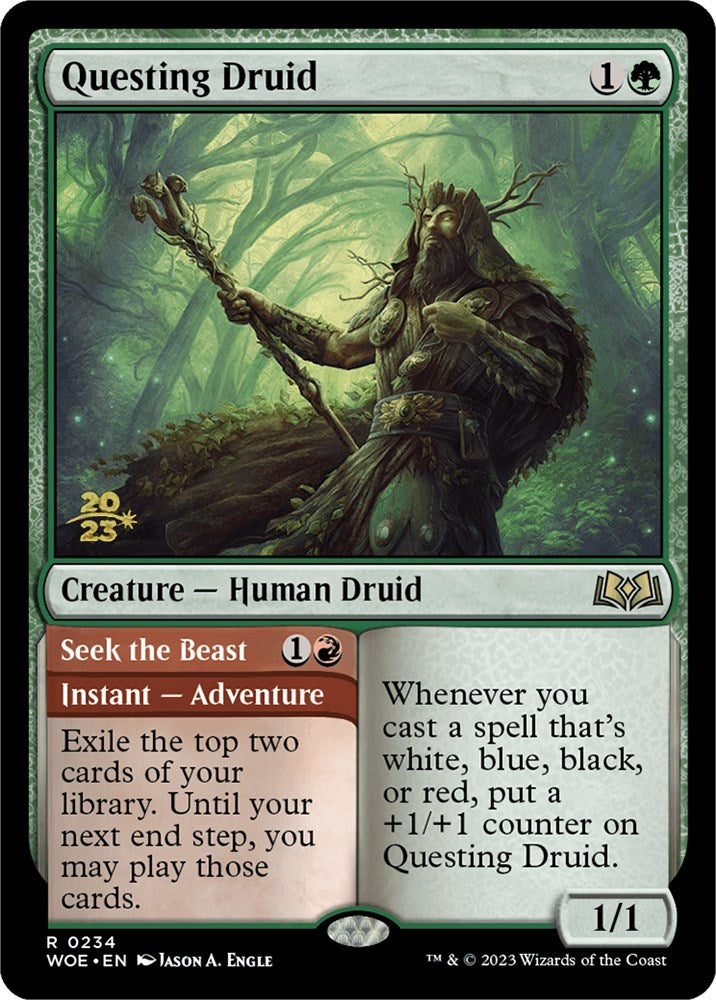 Questing Druid // Seek the Beast [Wilds of Eldraine Prerelease Promos] | Enigma On Main