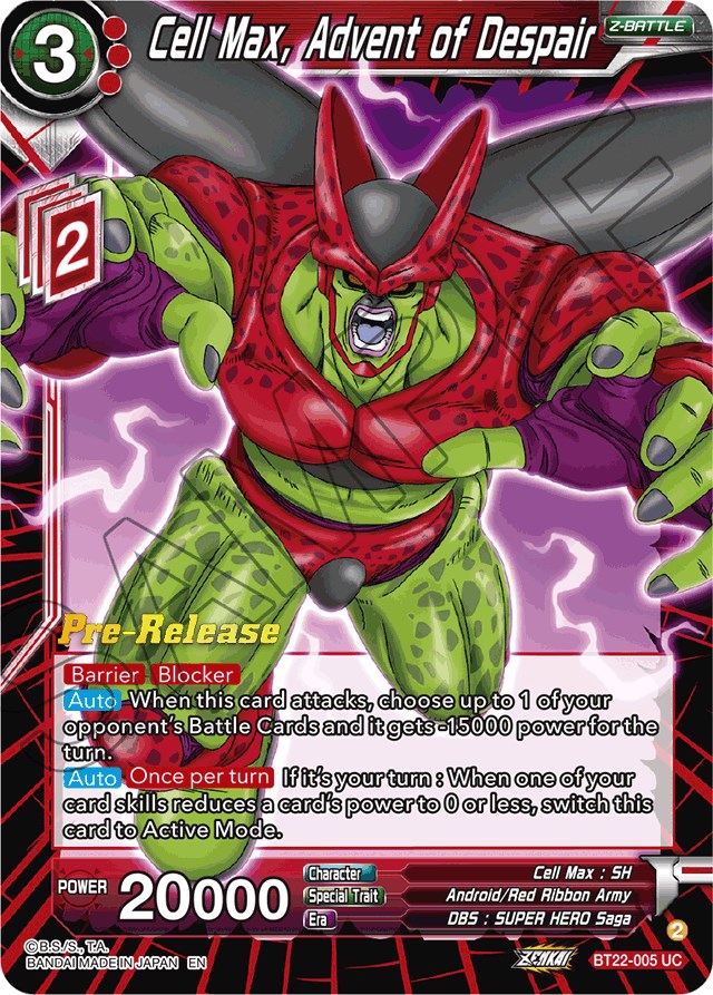 Cell Max, Advent of Despair (BT22-005) [Critical Blow Prerelease Promos] | Enigma On Main