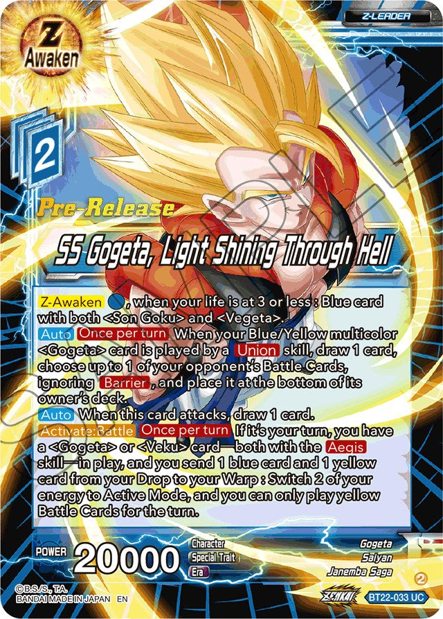 SS Gogeta, Light Shining Through Hell (BT22-033) [Critical Blow Prerelease Promos] | Enigma On Main