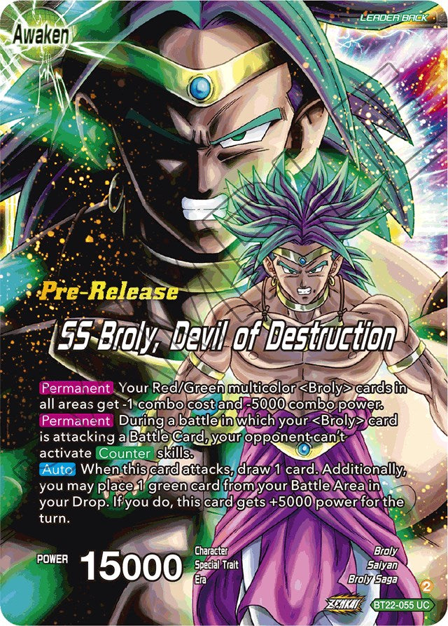 Broly & Paragus // SS Broly, Devil of Destruction (BT22-055) [Critical Blow Prerelease Promos] | Enigma On Main