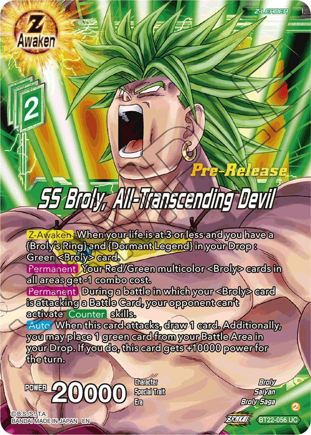 SS Broly, All-Transcending Devil (BT22-056) [Critical Blow Prerelease Promos] | Enigma On Main