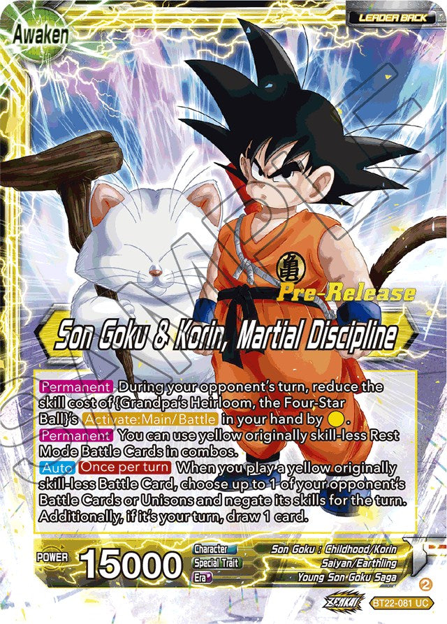 Son Goku // Son Goku & Korin, Martial Discipline (BT22-081) [Critical Blow Prerelease Promos] | Enigma On Main