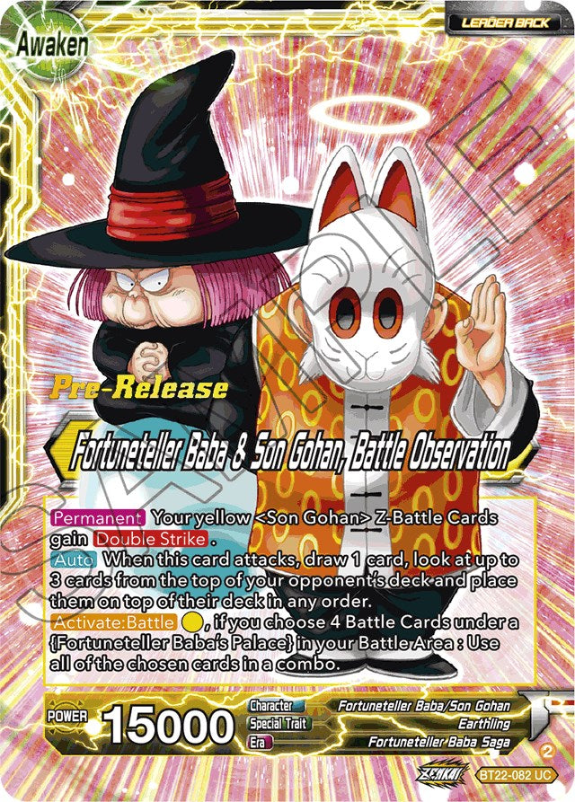 Fortuneteller Baba // Fortuneteller Baba & Son Gohan, Battle Observation (BT22-082) [Critical Blow Prerelease Promos] | Enigma On Main