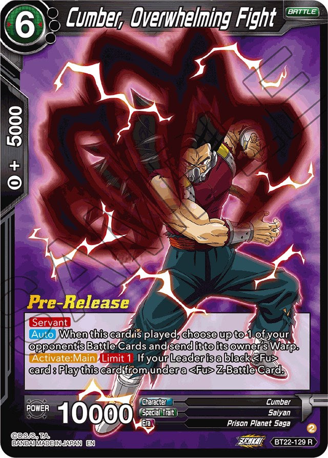 Cumber, Overwhelming Fight (BT22-129) [Critical Blow Prerelease Promos] | Enigma On Main