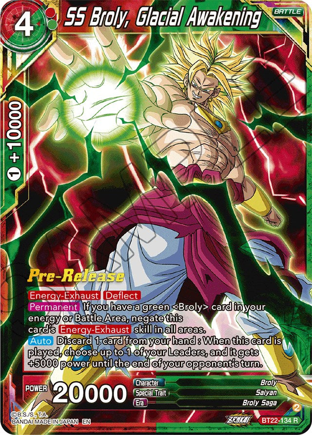 SS Broly, Glacial Awakening (BT22-134) [Critical Blow Prerelease Promos] | Enigma On Main