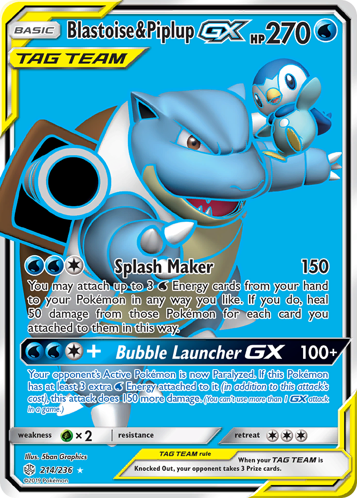 Blastoise & Piplup GX (214/236) [Sun & Moon: Cosmic Eclipse] | Enigma On Main