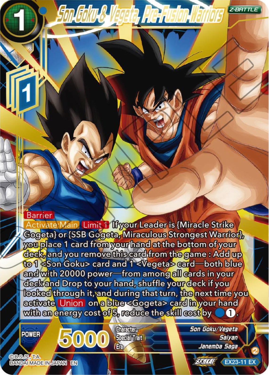 Son Goku & Vegeta, Pre-Fusion Warriors (EX23-11) [Premium Anniversary Box 2023] | Enigma On Main