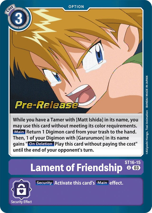 Lament of Friendship [ST16-15] [Starter Deck: Wolf of Friendship Pre-Release Cards] | Enigma On Main