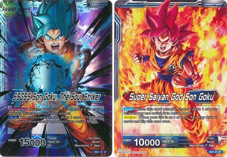 Super Saiyan God Son Goku // SSGSS Son Goku, The Soul Striker (Starter Deck - The Awakening) (SD1-01) [Galactic Battle] | Enigma On Main