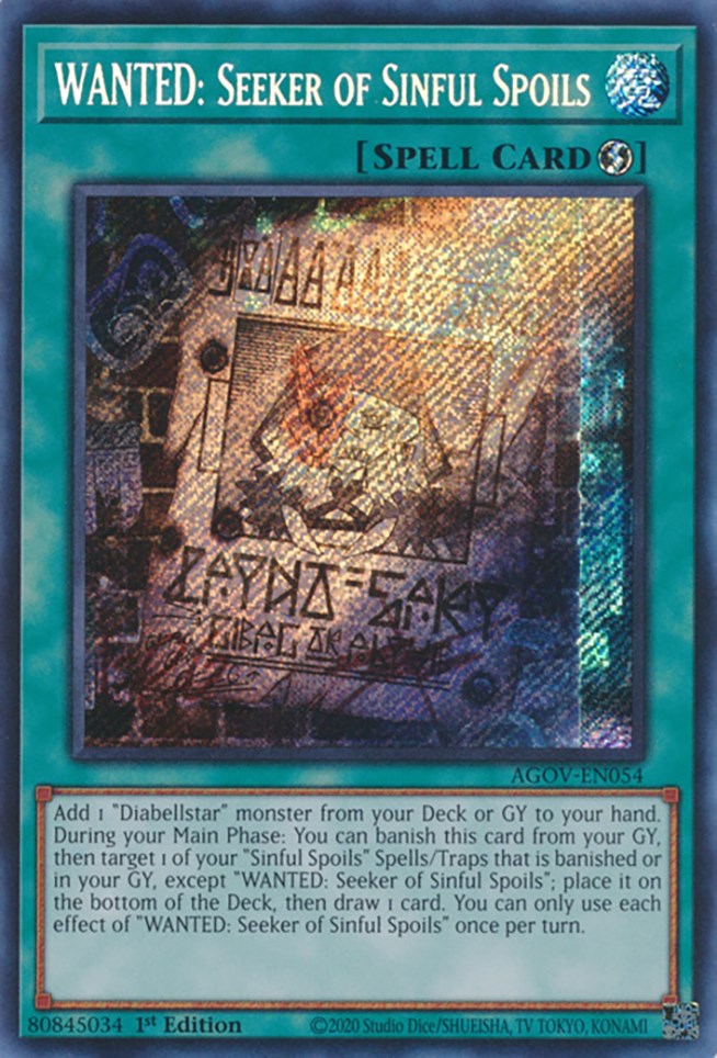 WANTED: Seeker of Sinful Spoils [AGOV-EN054] Secret Rare | Enigma On Main