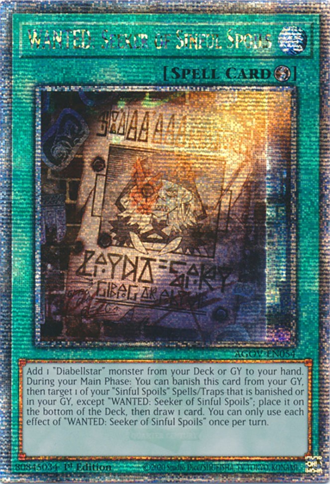 WANTED: Seeker of Sinful Spoils (Quarter Century Secret Rare) [AGOV-EN054] Quarter Century Secret Rare | Enigma On Main