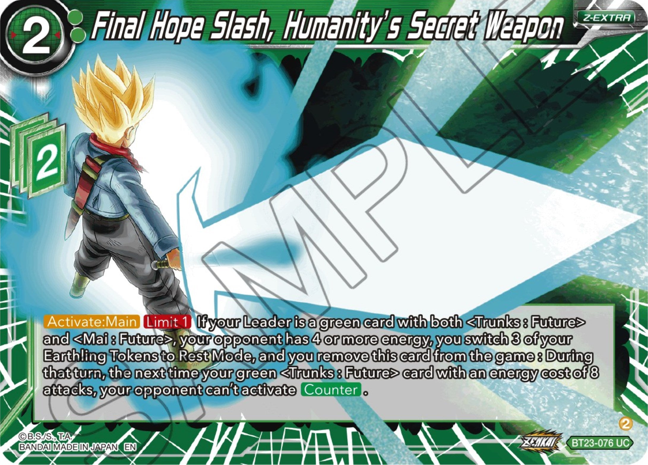 Final Hope Slash, Humanity's Secret Weapon (BT23-076) [Perfect Combination] | Enigma On Main