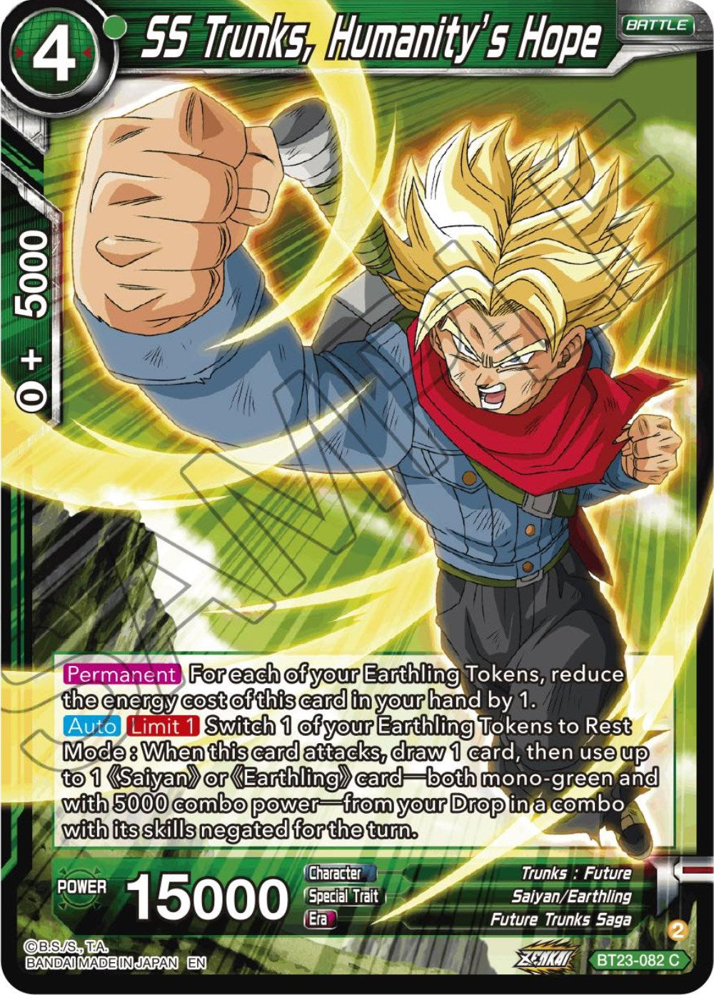 SS Trunks, Humanity's Hope (BT23-082) [Perfect Combination] | Enigma On Main