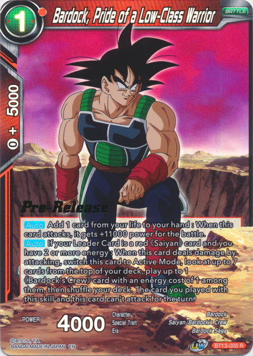 Bardock, Pride of a Low-Class Warrior (BT13-005) [Supreme Rivalry Prerelease Promos] | Enigma On Main